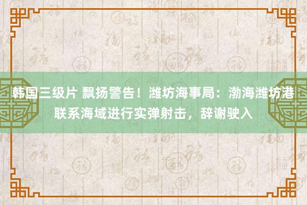 韩国三级片 飘扬警告！潍坊海事局：渤海潍坊港联系海域进行实弹射击，辞谢驶入