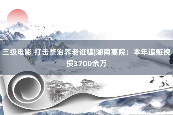 三级电影 打击整治养老诳骗|湖南高院：本年追赃挽损3700余万