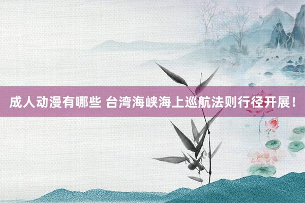 成人动漫有哪些 台湾海峡海上巡航法则行径开展！