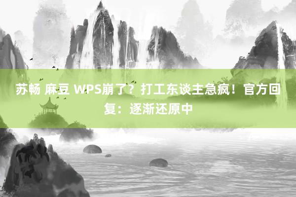 苏畅 麻豆 WPS崩了？打工东谈主急疯！官方回复：逐渐还原中