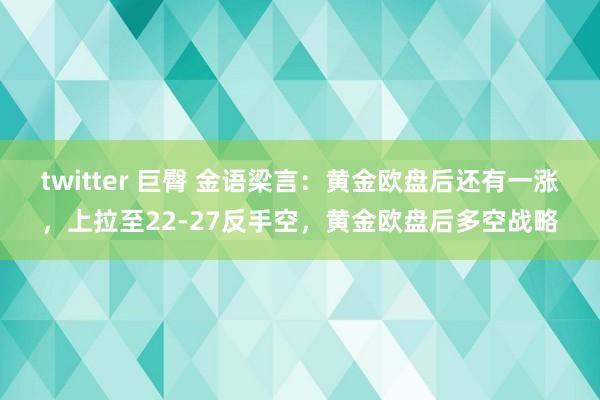 twitter 巨臀 金语梁言：黄金欧盘后还有一涨，上拉至22-27反手空，黄金欧盘后多空战略