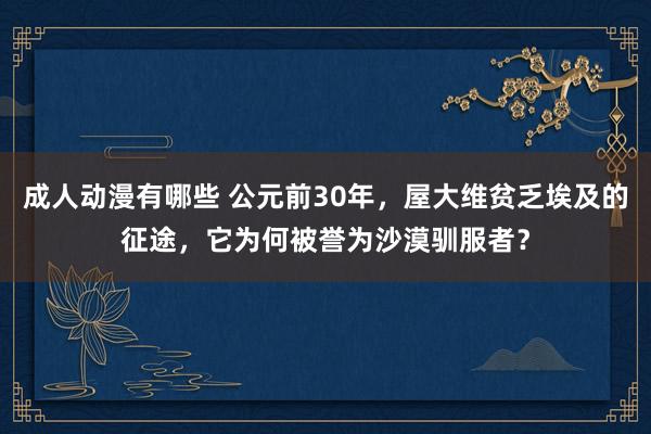 成人动漫有哪些 公元前30年，屋大维贫乏埃及的征途，它为何被誉为沙漠驯服者？