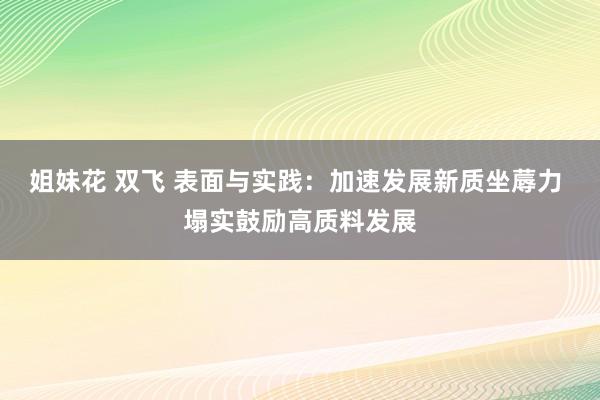 姐妹花 双飞 表面与实践：加速发展新质坐蓐力 塌实鼓励高质料发展