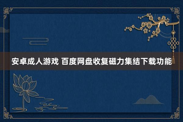 安卓成人游戏 百度网盘收复磁力集结下载功能